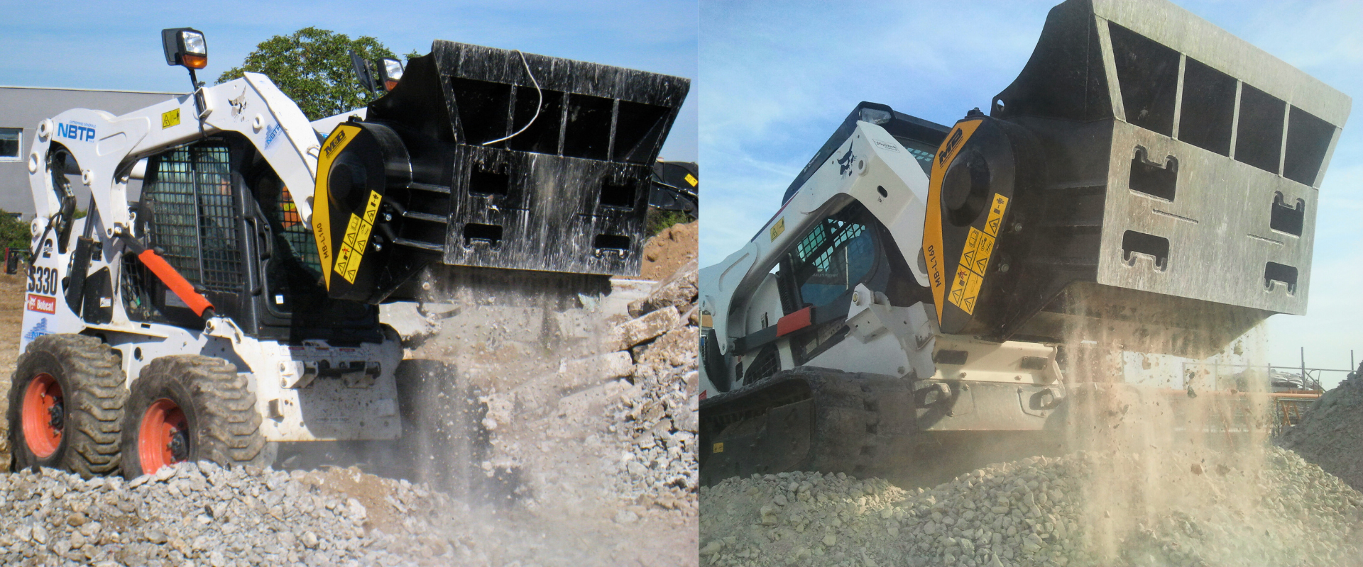 MB-L Crusher Buckets on a Skid Steer helping US contractors close the loop on small projects by processing material directly on-site.